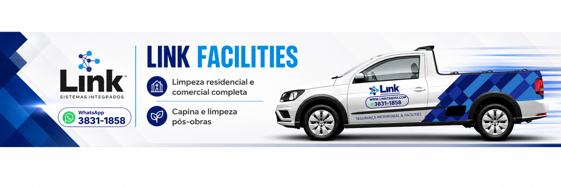 Link Facilities — Limpeza residencial e comercial. WhatsApp 3831-1858